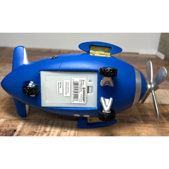 Roman 11.5" Musical Santa Christmas Figure in Blue Plane Rotating Propeller - Picture 6 of 9